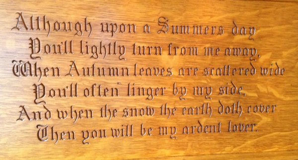 Poem above the fireplace mantel